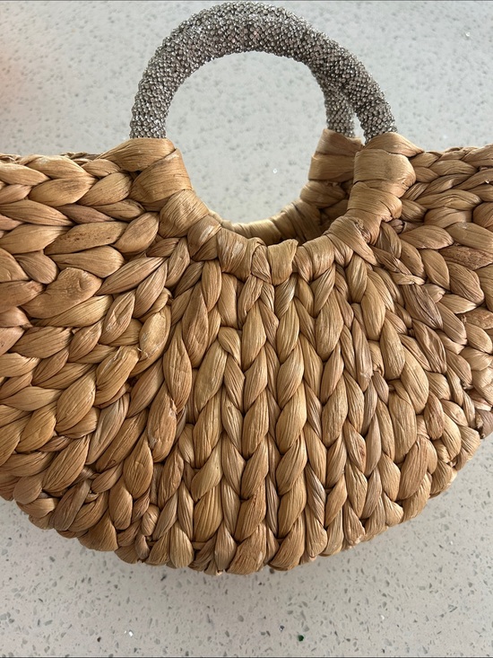 Target Handbags - Target Natural Straw Tote with Silver Glitter Handle